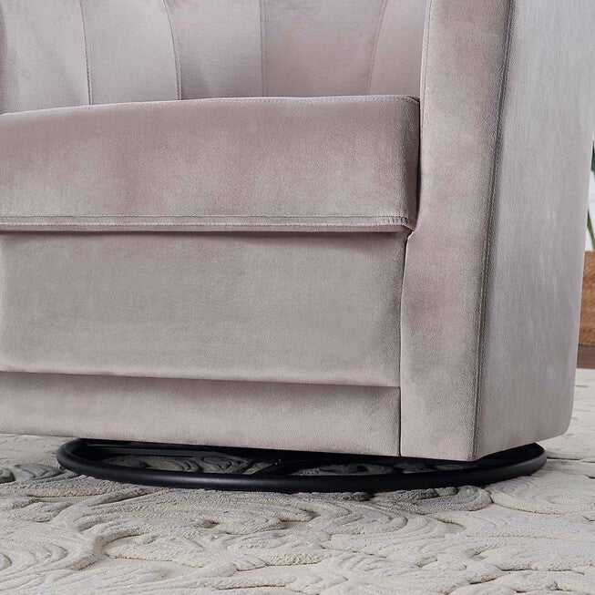 Kappa Velvet Upholstered Swivel Accent Chair, Taupe, , on-hover image number 1