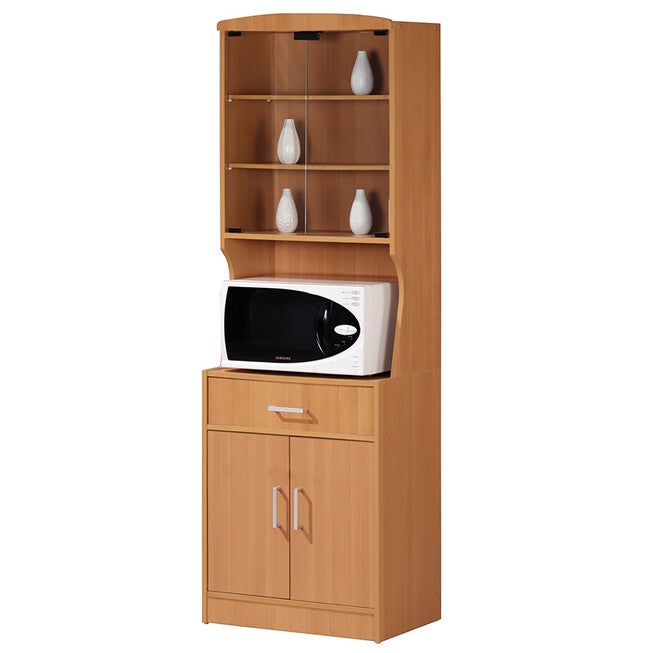 Home Basics Large Wood Microwave Cabinet, NATURAL, hi-res image number 0