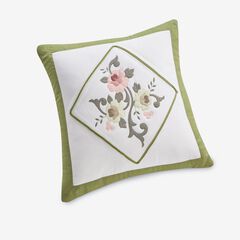 Ava Embroidered Cotton 16" Square Pillow