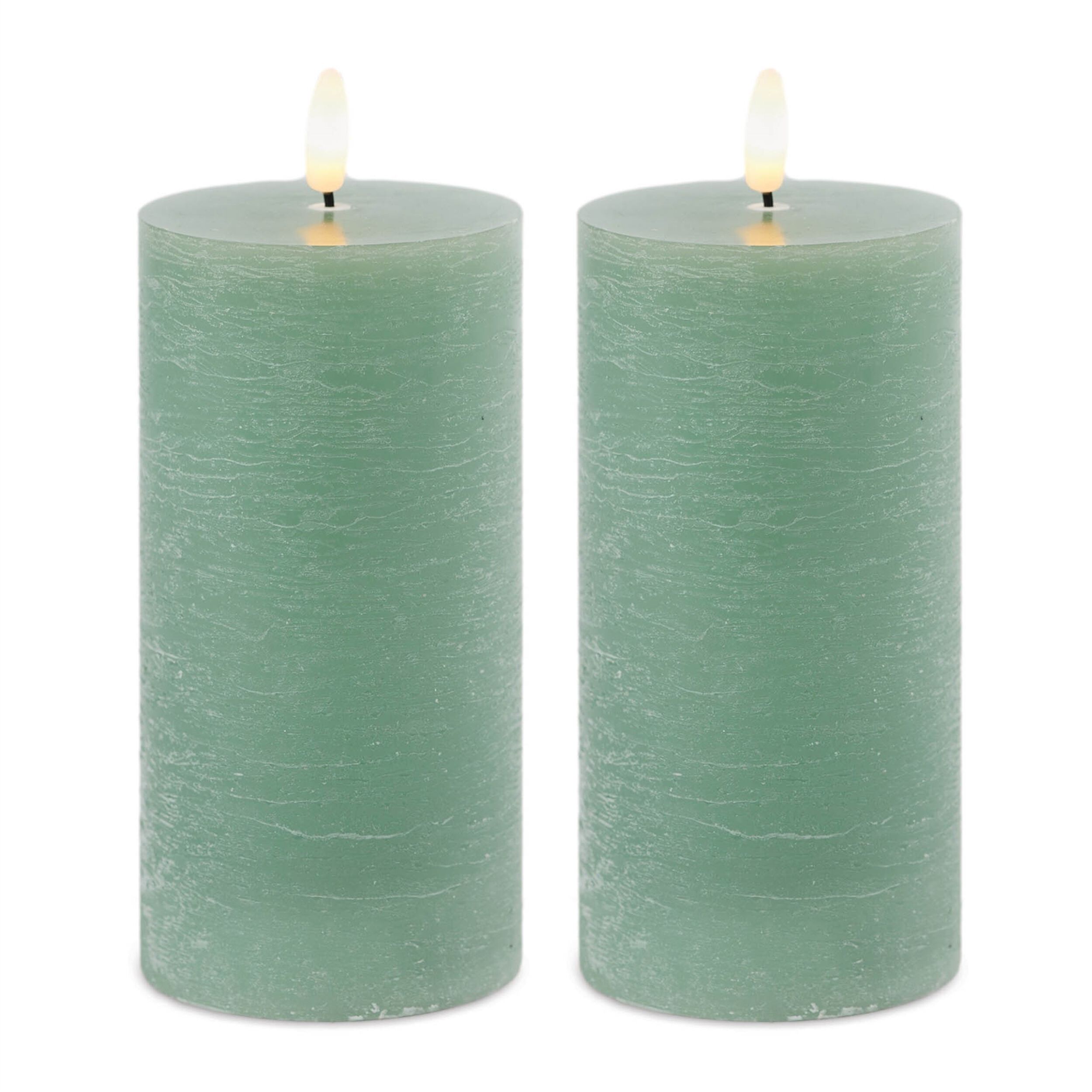 FIA Wick Green Pillar Candle (Set of 2), GREEN, alternate image number 3