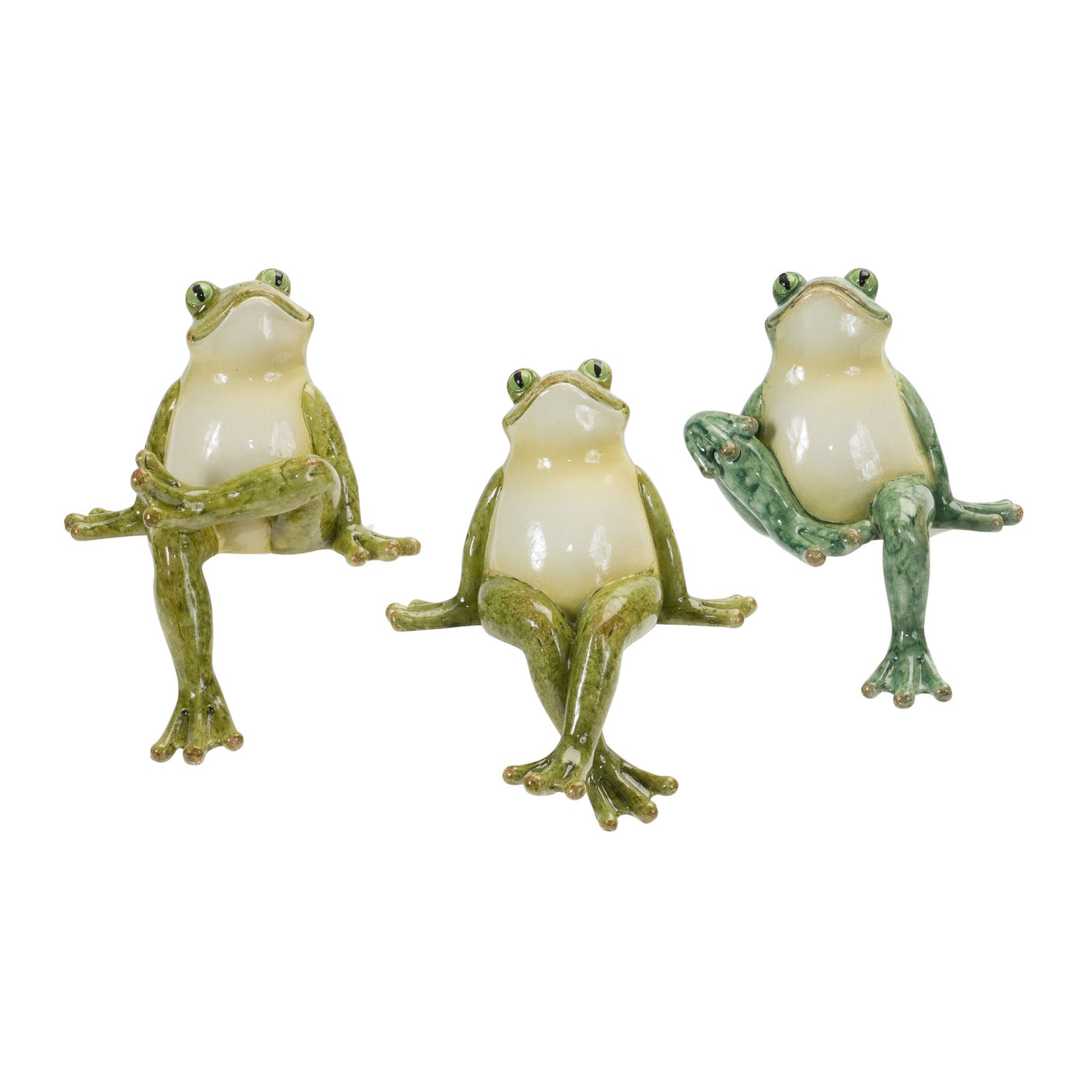 Stone Garden Frog Shelf Sitter (Set Of 3), GREEN, hi-res image number 0