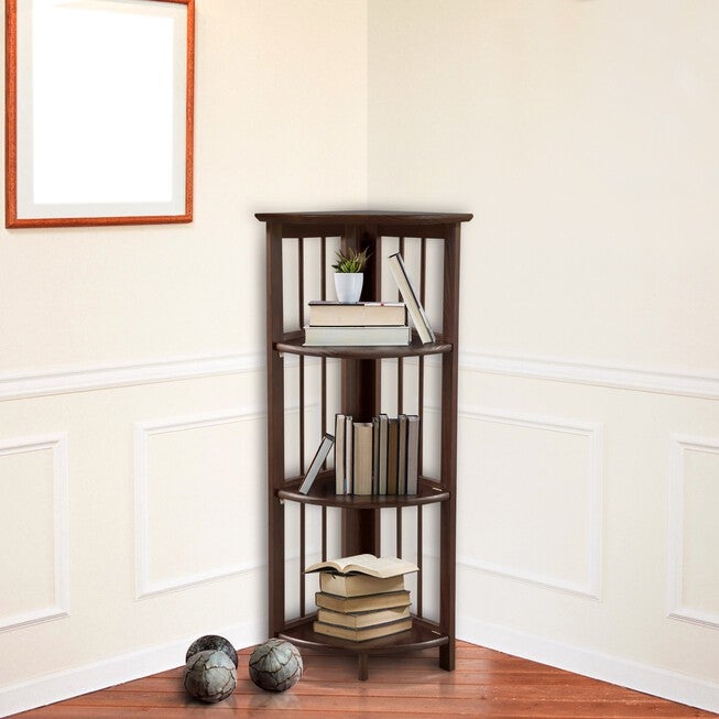 4-Shelf Corner Folding Bookcase - Truffle Brown, , alternate image number 7