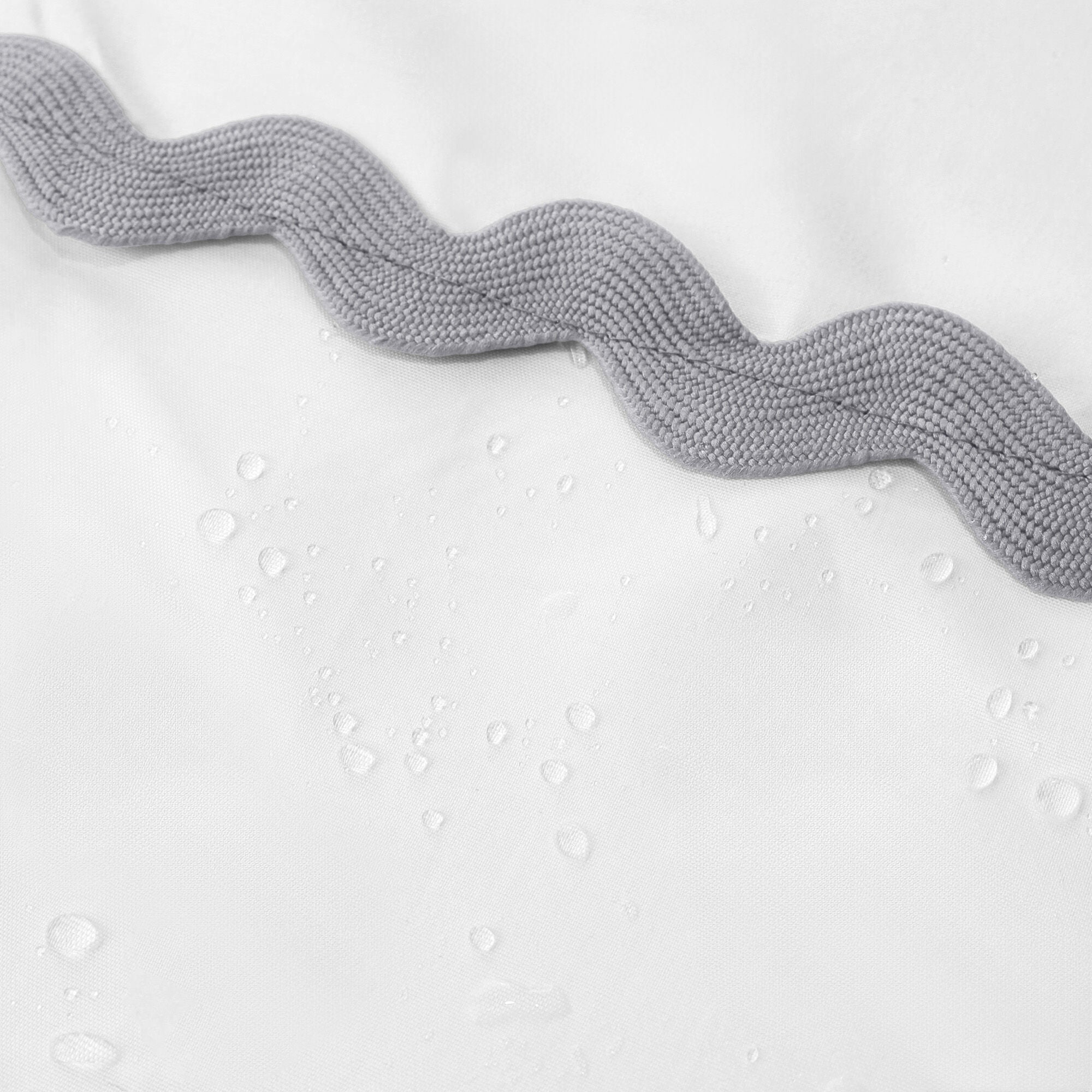 Scalloped Fabric Shower Curtain, GREY, alternate image number 3