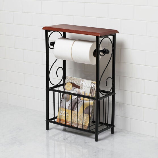 Scroll Toilet Paper & Magazine Holder, BLACK, hi-res image number null