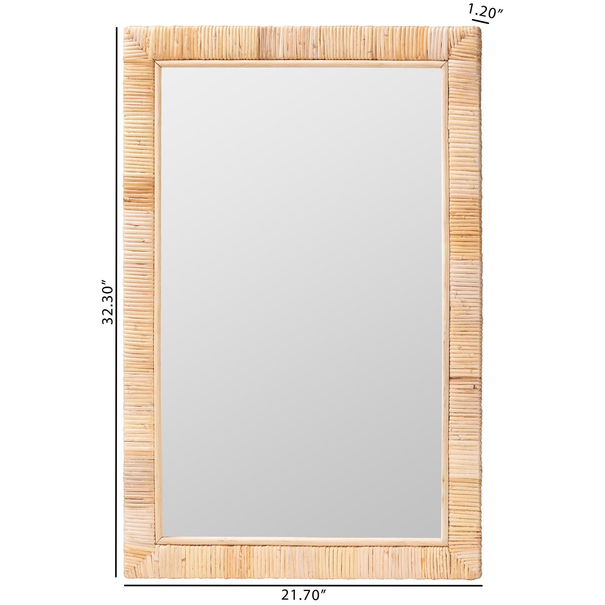 Lankston Bohemian Natural Rattan Rectangle Accent Wall Mirror, NATURAL, alternate image number 4