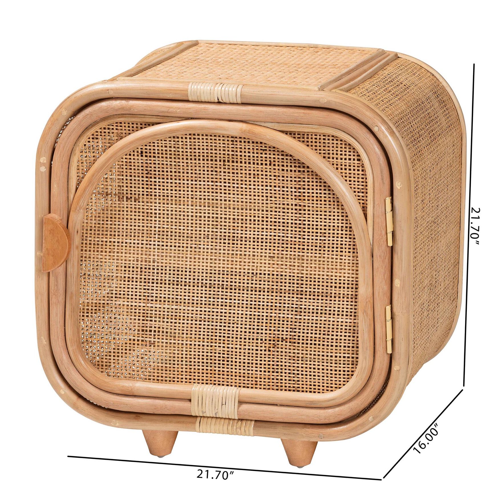 Keita Bohemian Natural Rattan and Mahogany Wood Nightstand, , alternate image number 14