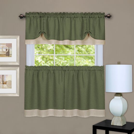 Darcy Window Curtain Tier and Valance Set, GREEN CAMEL, hi-res image number null