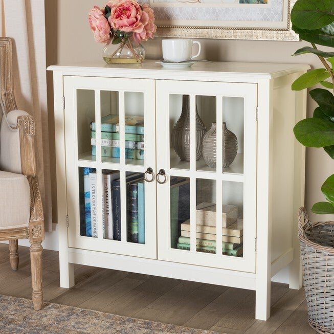 Kendall Wood And Glass Kitchen Storage Cabinet Furniture, , alternate image number null