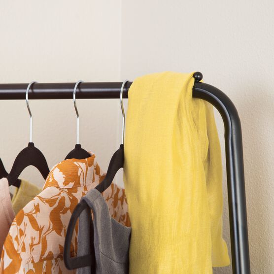 Corner Garment Rack, Matte Black with Wood Grain Laminate Top, , alternate image number null