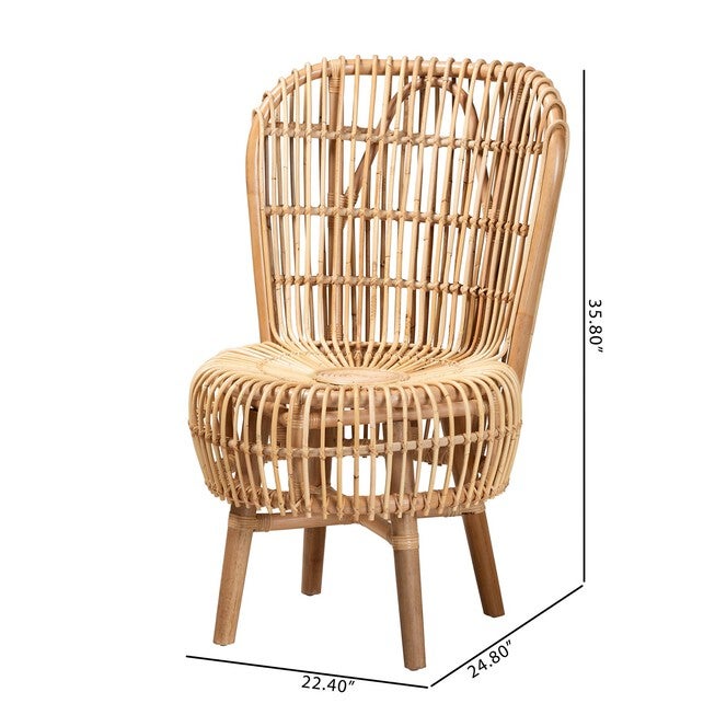Nagoya Modern Bohemian Natural Rattan Tall Lounge Chair, , alternate image number 9