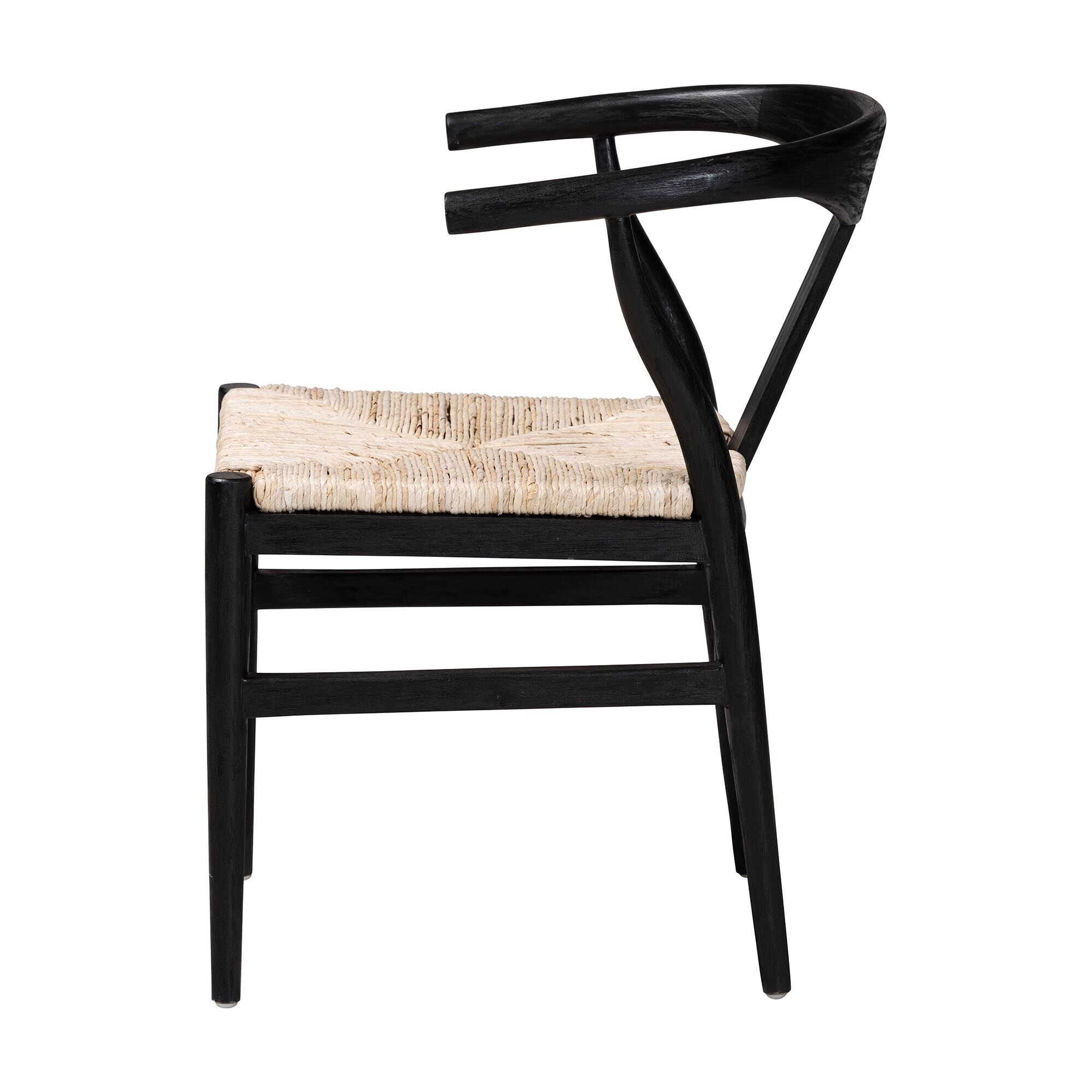 Fika Wishbone Dining Chair with Handwoven Seagrass Seat, BLACK, alternate image number 3