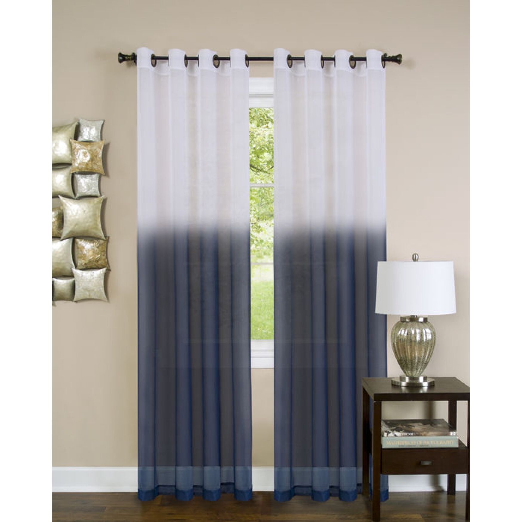 Essence Window Curtain Panel, BLUE, hi-res image number 0
