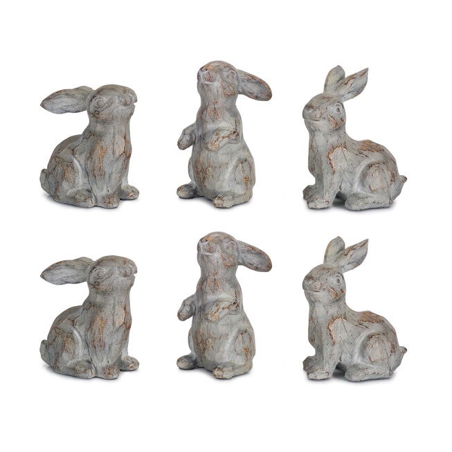 Washed Stone Garden Rabbit Figurine (Set Of 6), , alternate image number null