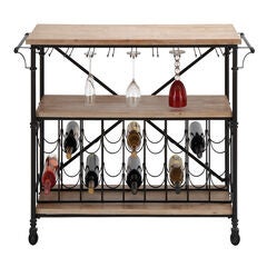 Natural Brown Industrial Metal Wine Storage, 31 x 48