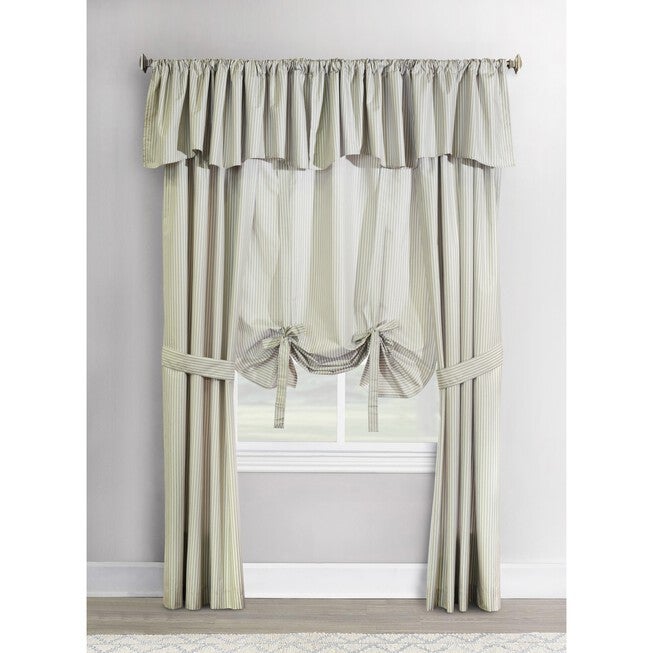 Ticking Stripe Room Darkening Pole Top Curtain Panel Pair, , alternate image number 15