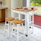 Breakfast Cart with Drop-Leaf Table-White, , alternate image number null