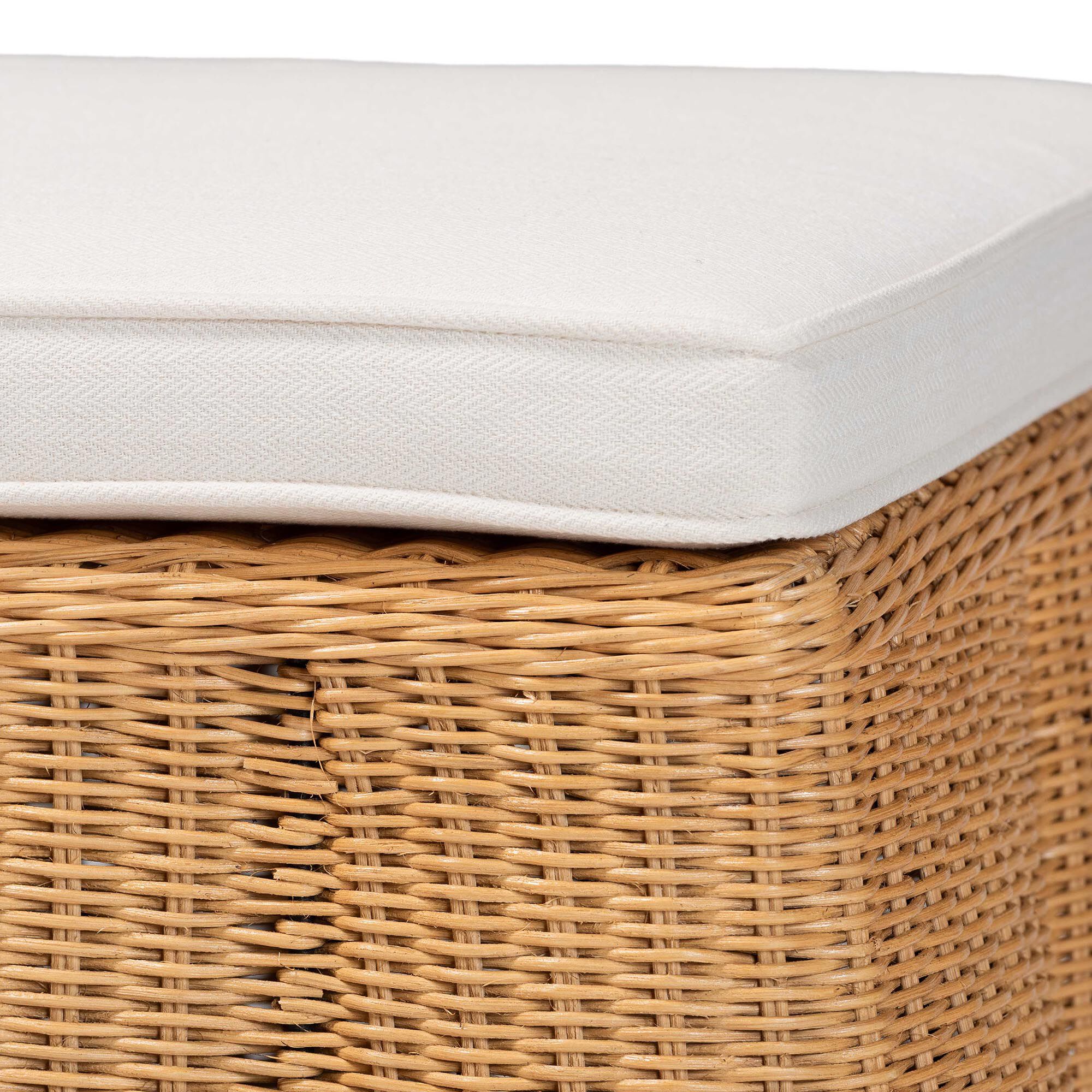 Palm Scallop Natural Rattan Ottoman, Rectangle, LIGHT HONEY, alternate image number 4