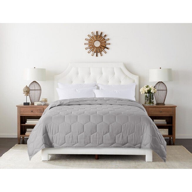 Honeycomb Down Alternative Blanket, Grey, GREY, hi-res image number 0
