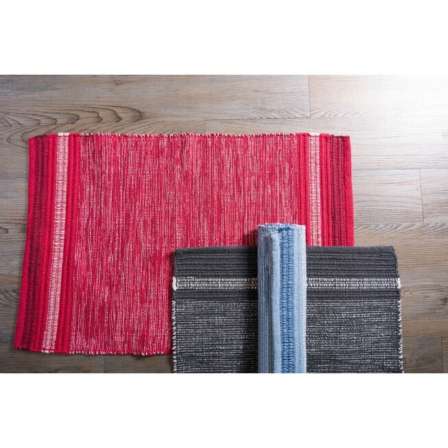 Variegated Blue Handwoven Recycled Yarn Rug 2X3 Ft, , alternate image number null