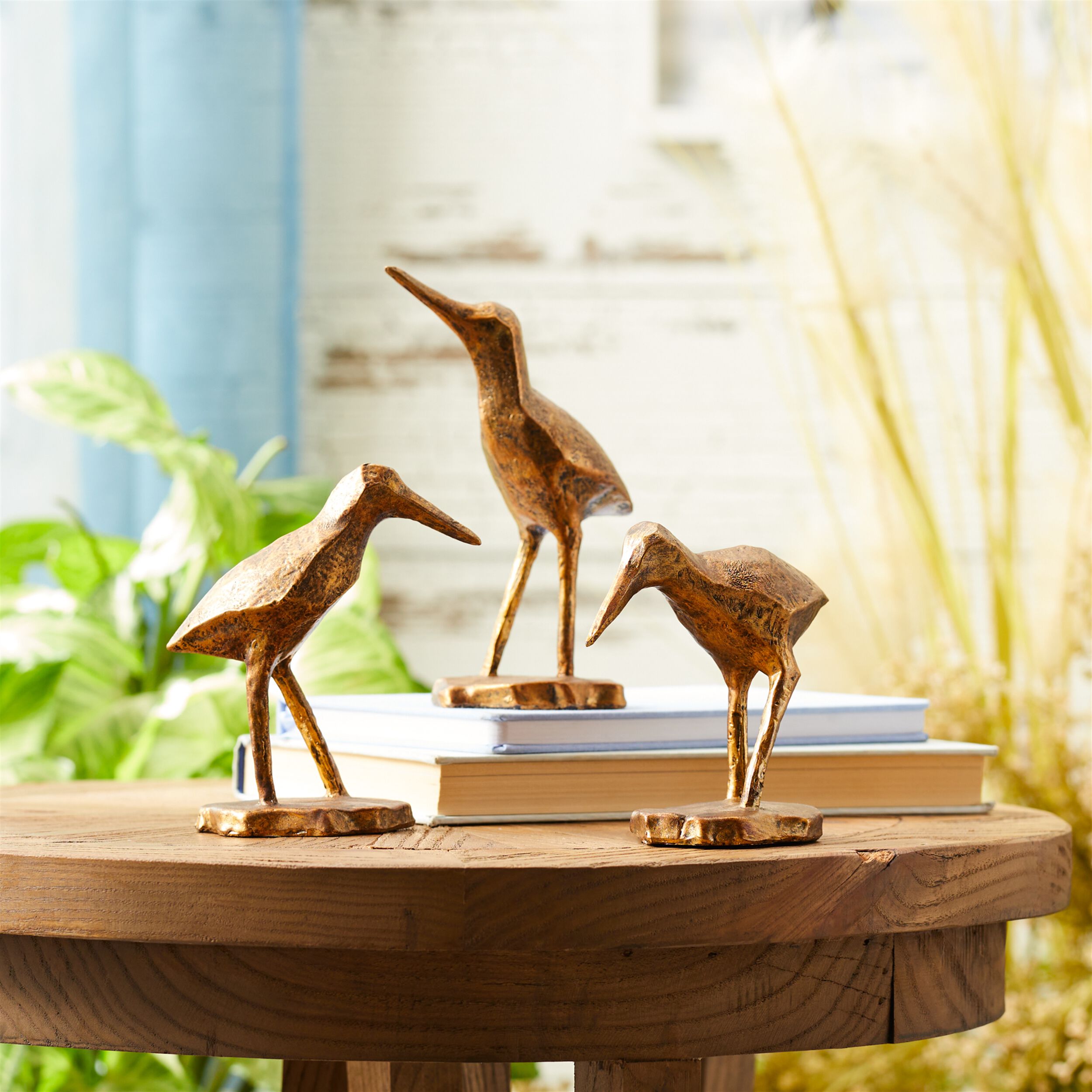 Modern Sea Bird Figurine Set of 3, BROWN GOLD, alternate image number 1