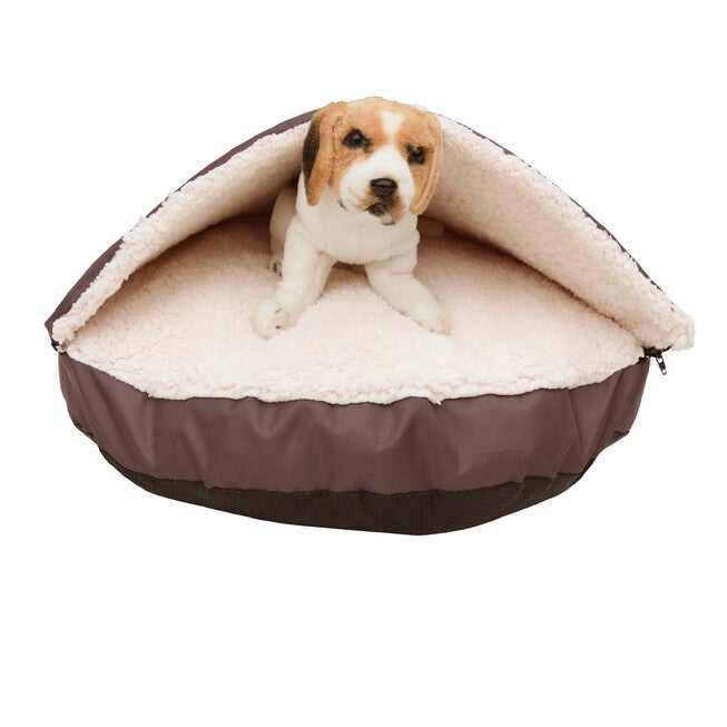 Happycare Tex Durable Oxford to Sherpa Pet Cave and Round Pet Bed, 25 inches, with Removable top and Insert, Coffee, COFFEE, hi-res image number null