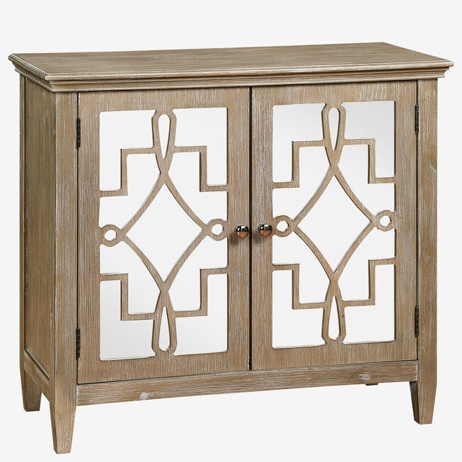 Lucy Accent Chest With Mirrored Doors, WHITE WASH, hi-res image number 0