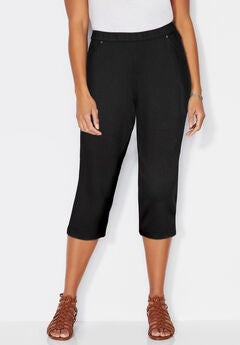 Plus Size Black Capris