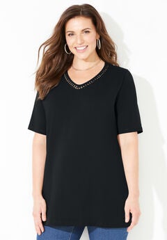 Suprema® Crochet V-Neck Tee