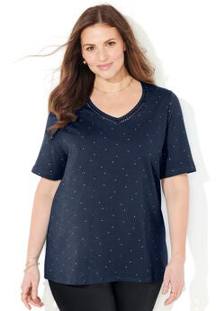 Suprema® Crochet V-Neck Tee
