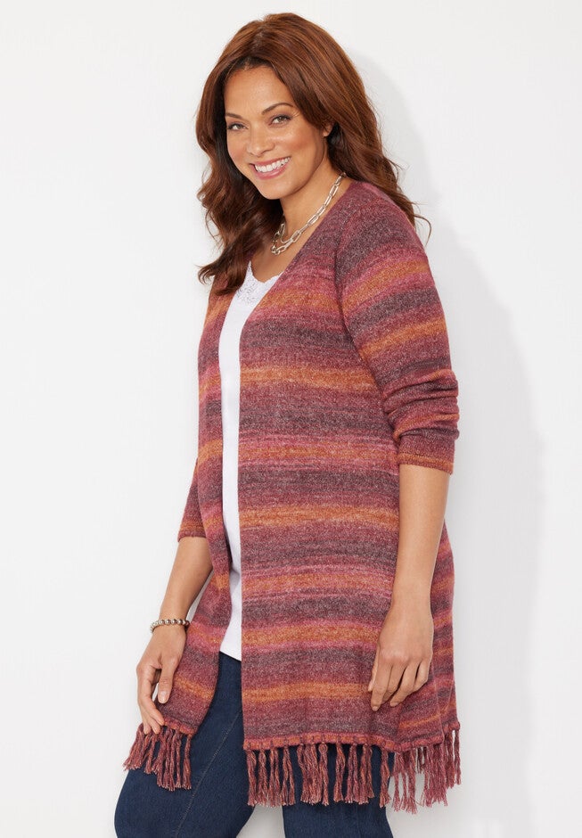 Ombre Tassel Hem Duster, , alternate image number 2