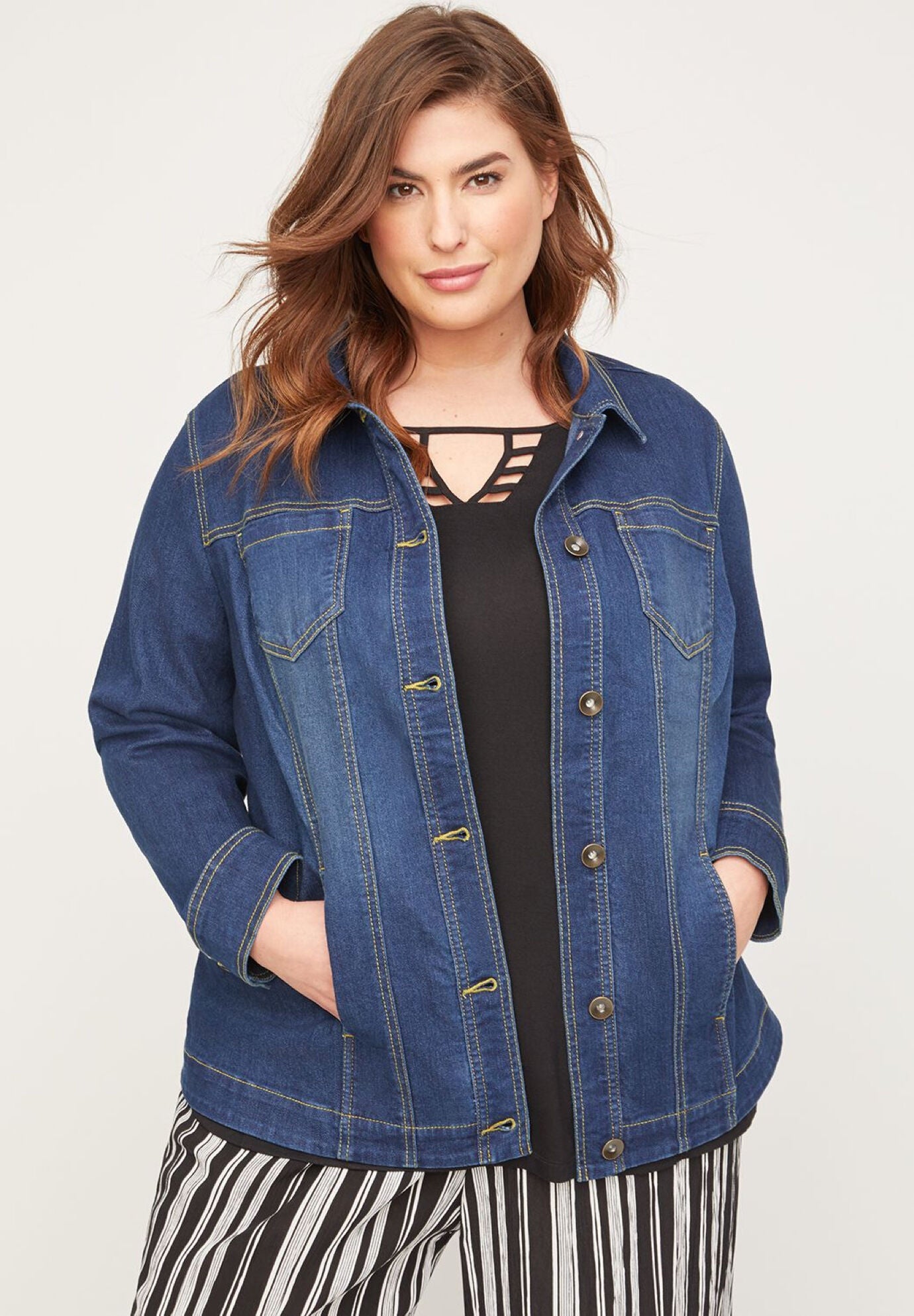 Classic Denim Jacket, BOURBON, hi-res image number 0