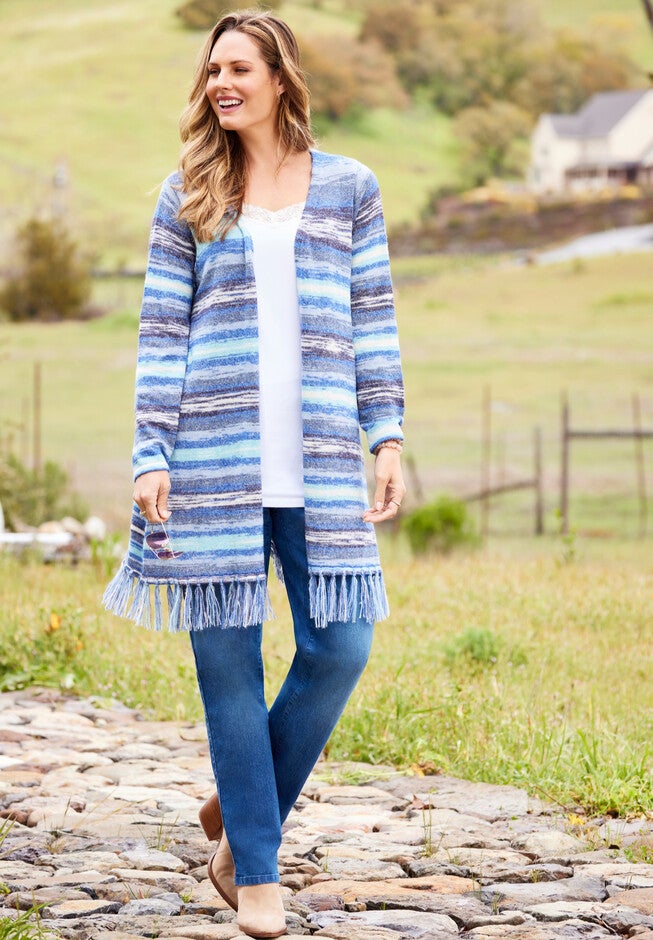 Ombre Tassel Hem Duster, , alternate image number 4
