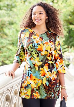 Easy Fit 3/4-Sleeve V-Neck Tunic