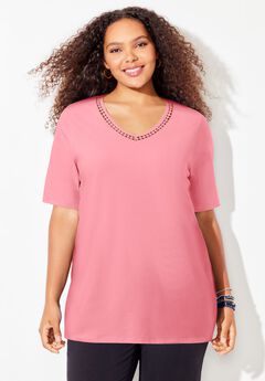 Suprema® Crochet V-Neck Tee