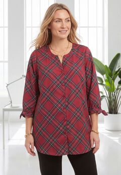 Georgette Buttonfront Tie Sleeve Cafe Blouse