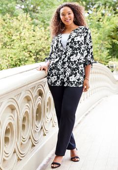 Georgette Buttonfront Tie Sleeve Cafe Blouse