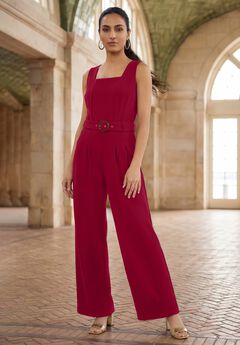 Sleeveless Wide-Leg Crepe Jumpsuit