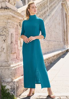 Mockneck Slit Maxi Dress