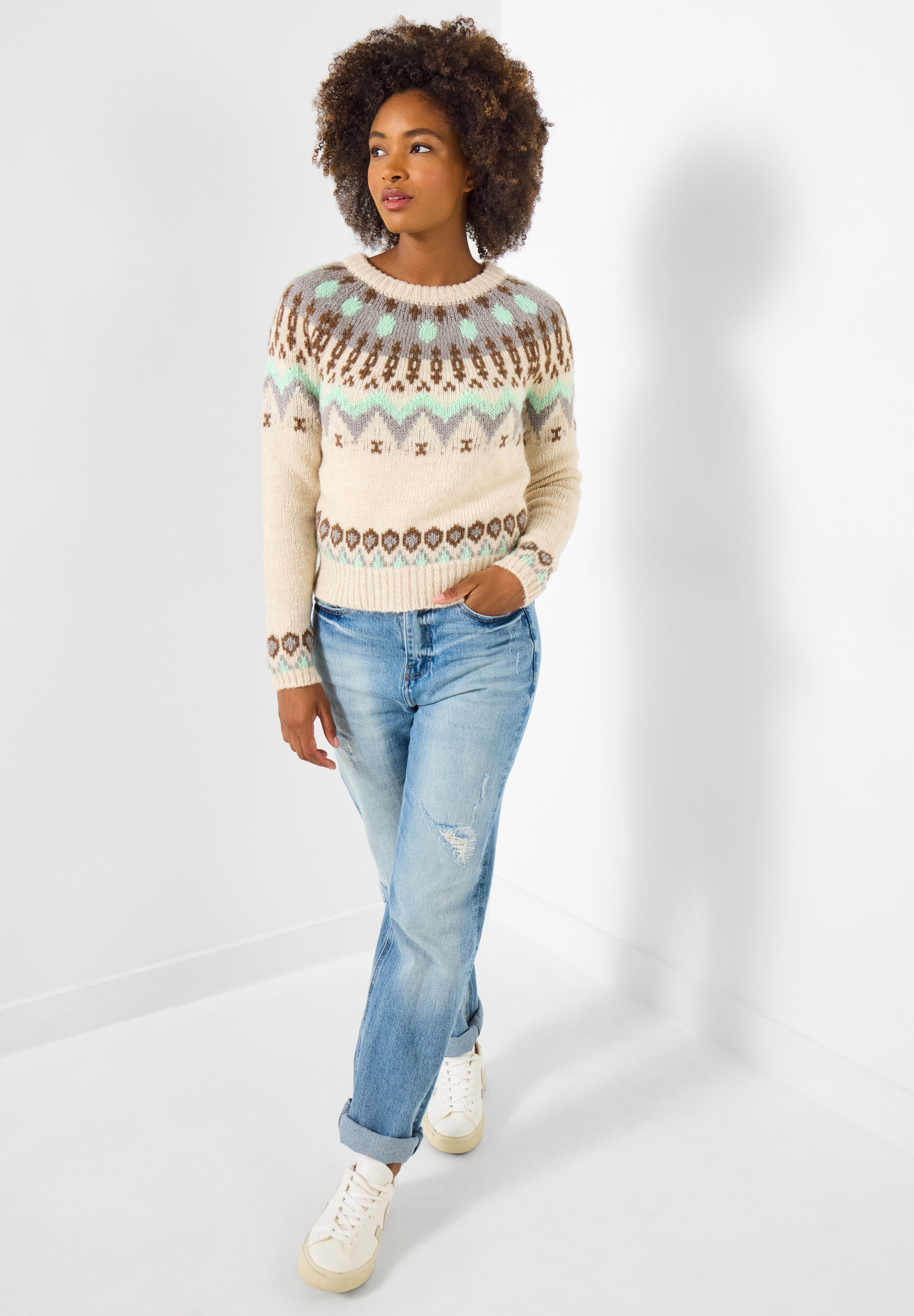 Cozy Fair Isle Pullover Sweater, OATMEAL FAIRISLE, alternate image number 3