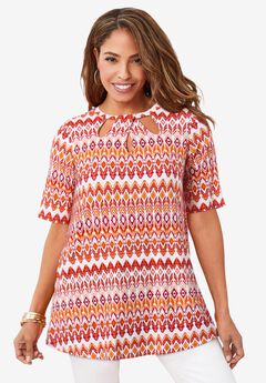 Stretch Knit Cutout Swing Tunic