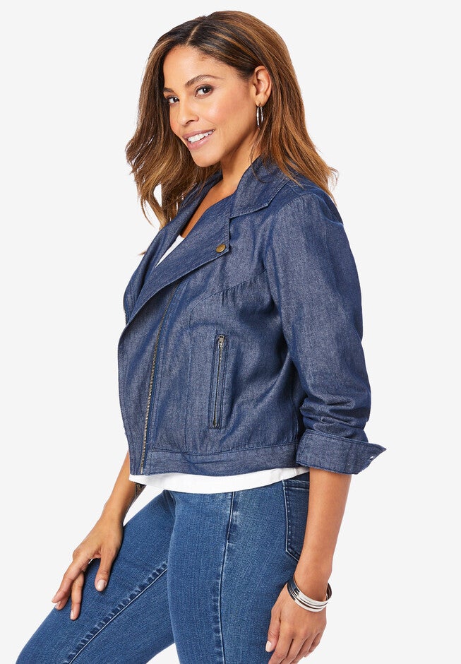 Chambray Moto Jacket, , alternate image number null