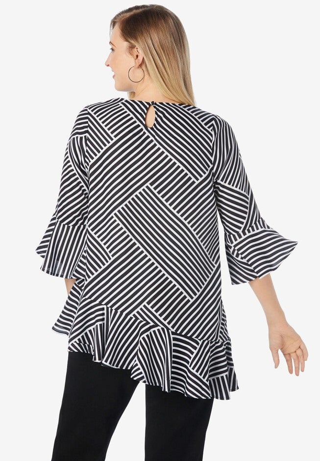 Bell Sleeve Georgette Blouse, , on-hover image number 1