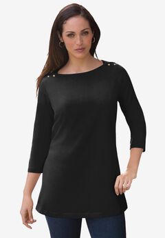Stretch Cotton Boatneck Tunic