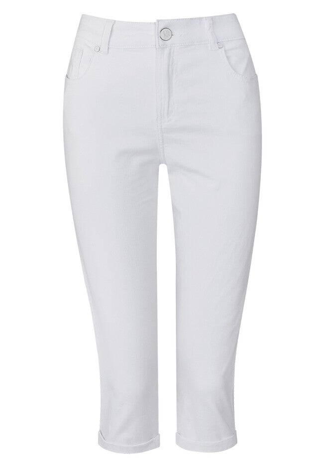 Stretch Denim Capri Pant, WHITE, on-hover image number null