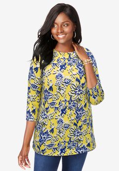 Stretch Cotton Boatneck Tunic