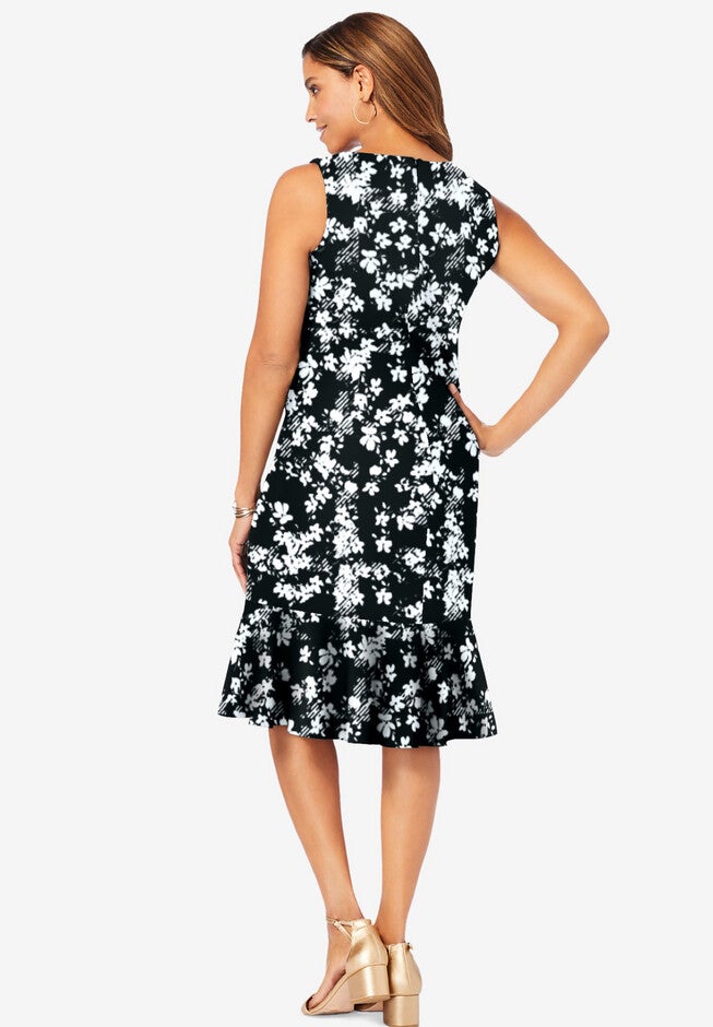 2-Piece Flounce Hem Ponte Jacket Dress, , on-hover image number 1