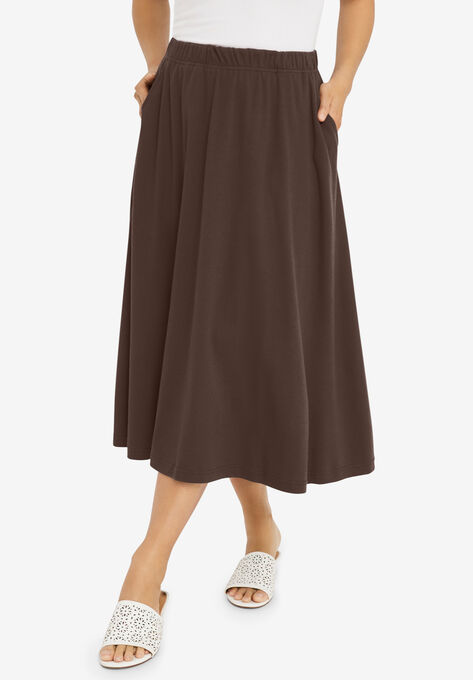 Soft Ease Midi Skirt, CHOCOLATE, hi-res image number null