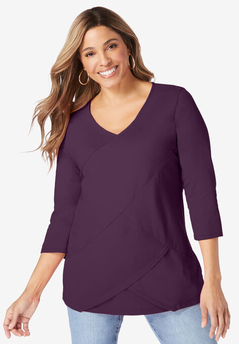 Layered Knit Top, PURPLE ORCHID, hi-res image number null
