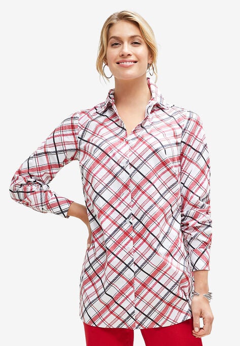 Poplin Tunic, WHITE PLAID, hi-res image number null