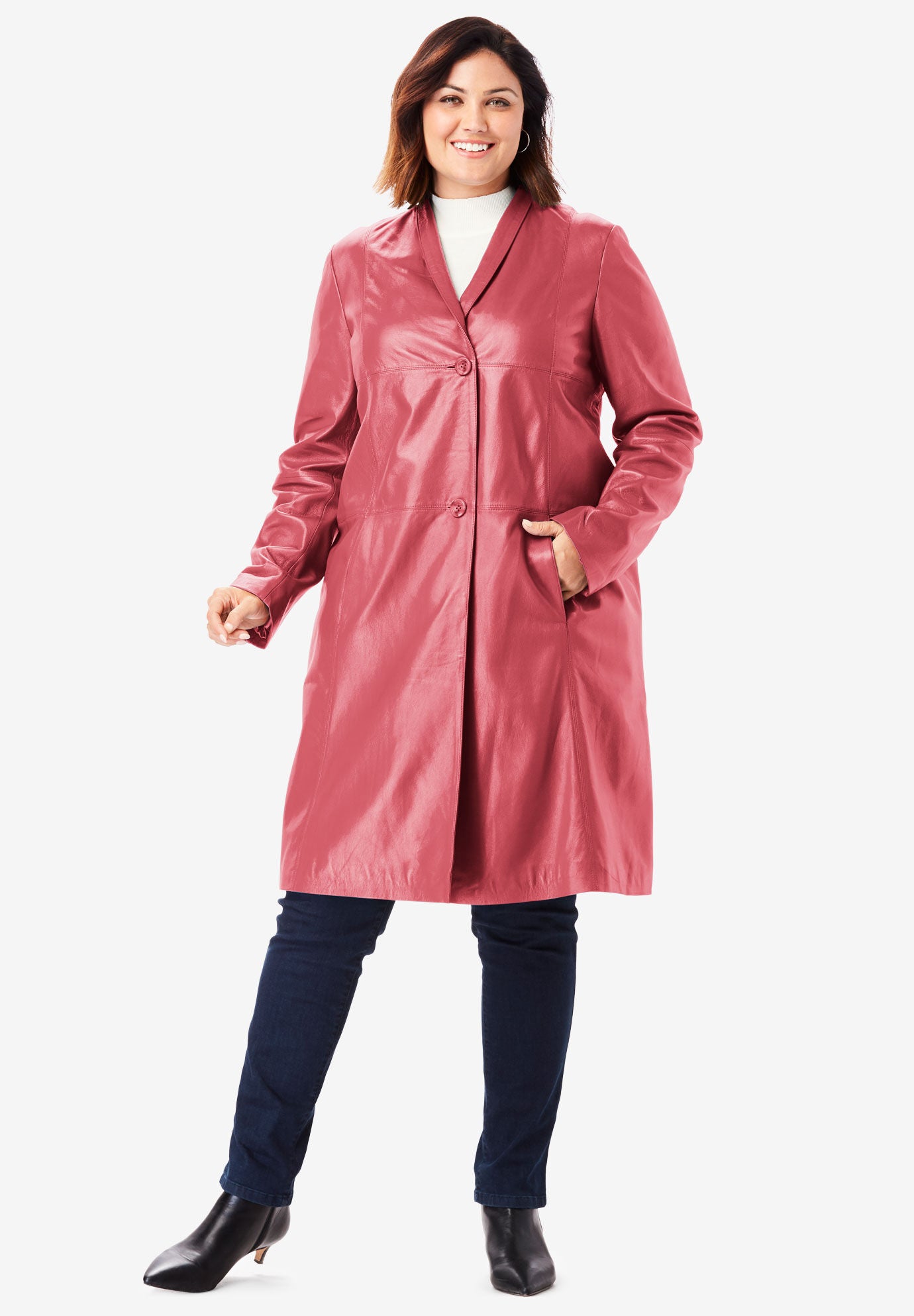 plus size leather swing coat